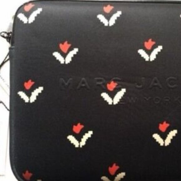 Marc Jacobs iPad Tablet Case Black Floral Neoprene Zip Computer Universal Tulip - Picture 6 of 7